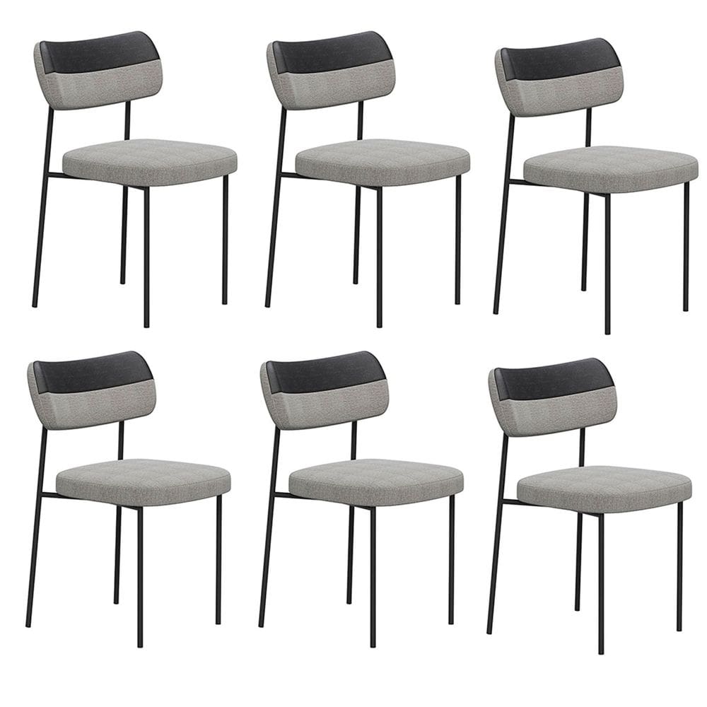 Kit 6 Cadeiras Camila Para Sala Jantar Gourmet em Aço-Couríssimo-Preto-Linho-Cinza-EdeCasaMoveis
