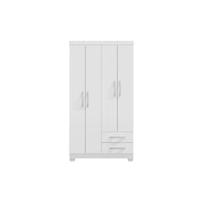 Guarda Roupa Solteiro Belém 4 Portas e 2 Gavetas Sem Espelho Branco Flex EdeCasaMoveis