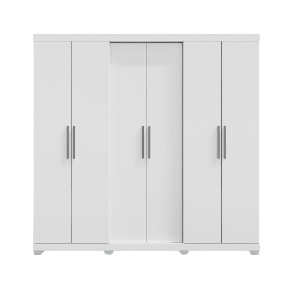 Guarda Roupa Barcelos Casal 6 Portas e 4 Gavetas Sem Espelho EdeCasaMoveis