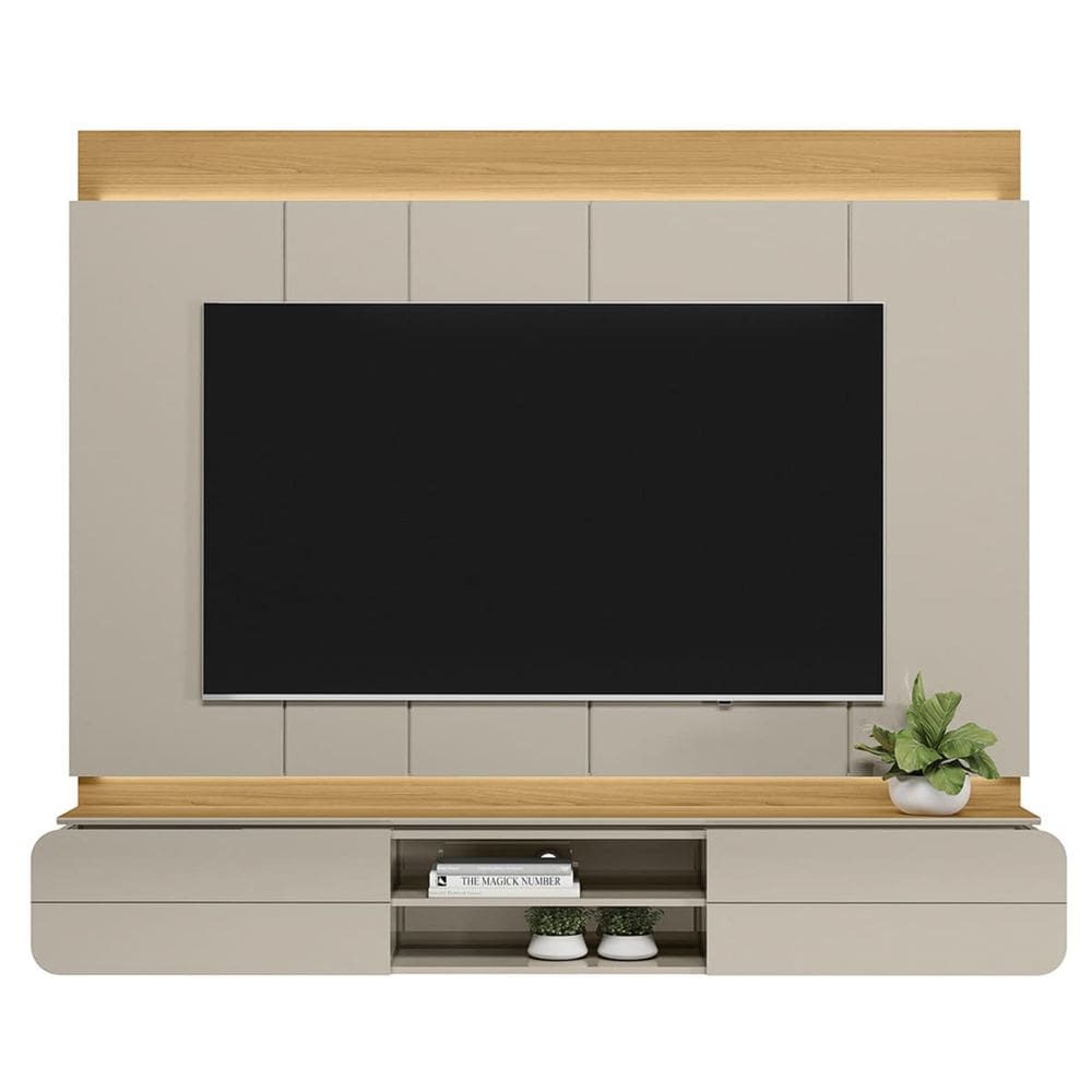 Painel Home Vila Real TV até 75" Cor Tauari e Off White Com 200x173-EdeCasaMoveis