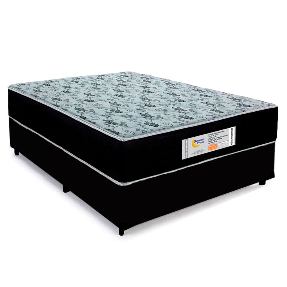 Cama Box Casal Sintético + Colchão Molas Ensacadas SerenePrime Sonnolux 138x188x65