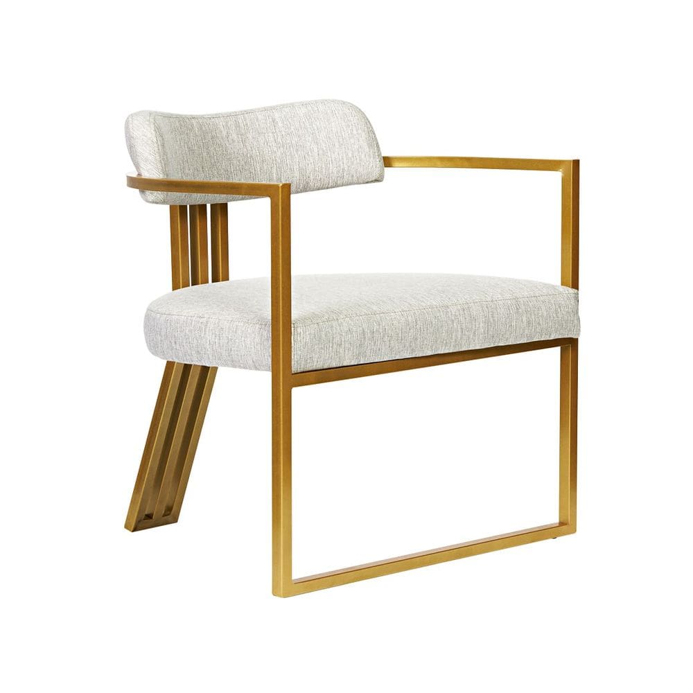 Cadeira Estofada Lisboa Cor Marfim Para Sala Base Em Aço e Assento Estofado  EdeCasaMoveis
