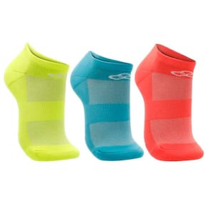Meia Olympikus Neon Cano Invisivel Amarelo/Azul/Laranja - 3 pares