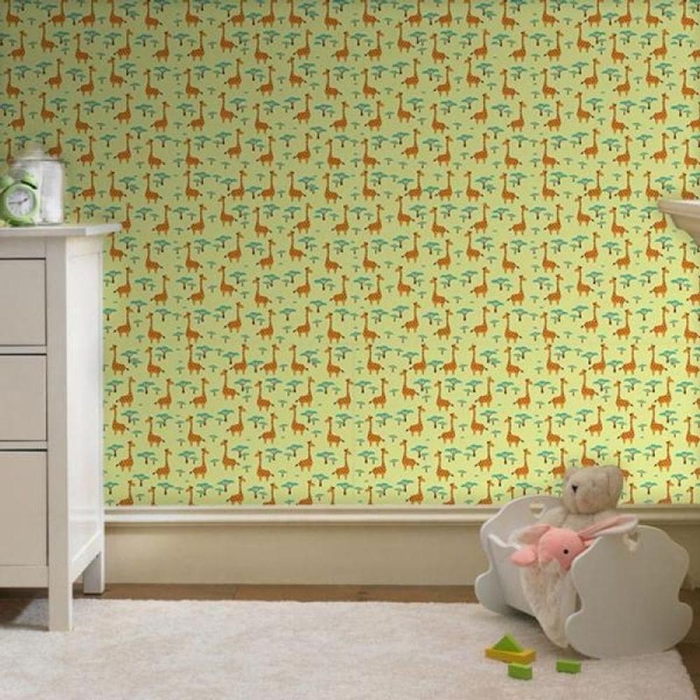 Papel De Parede Infantil Girafa Safari