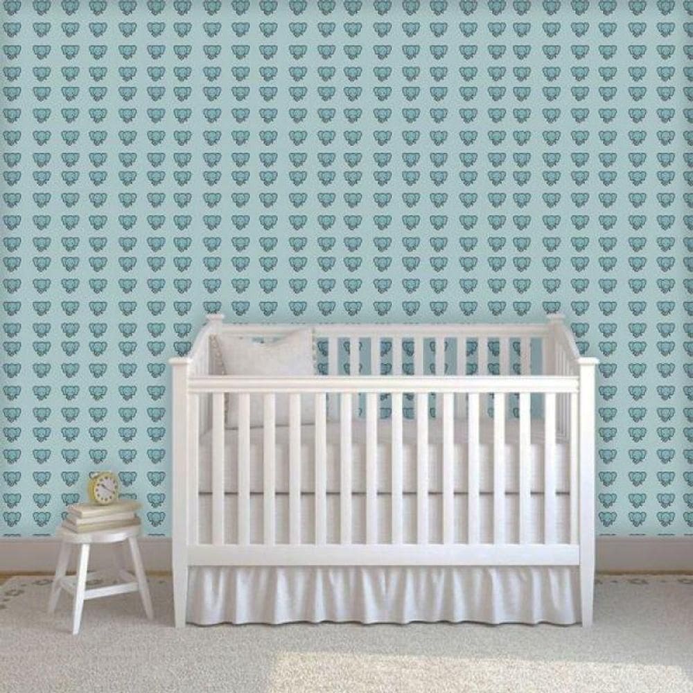 Papel De Parede Infantil Elefante Azul