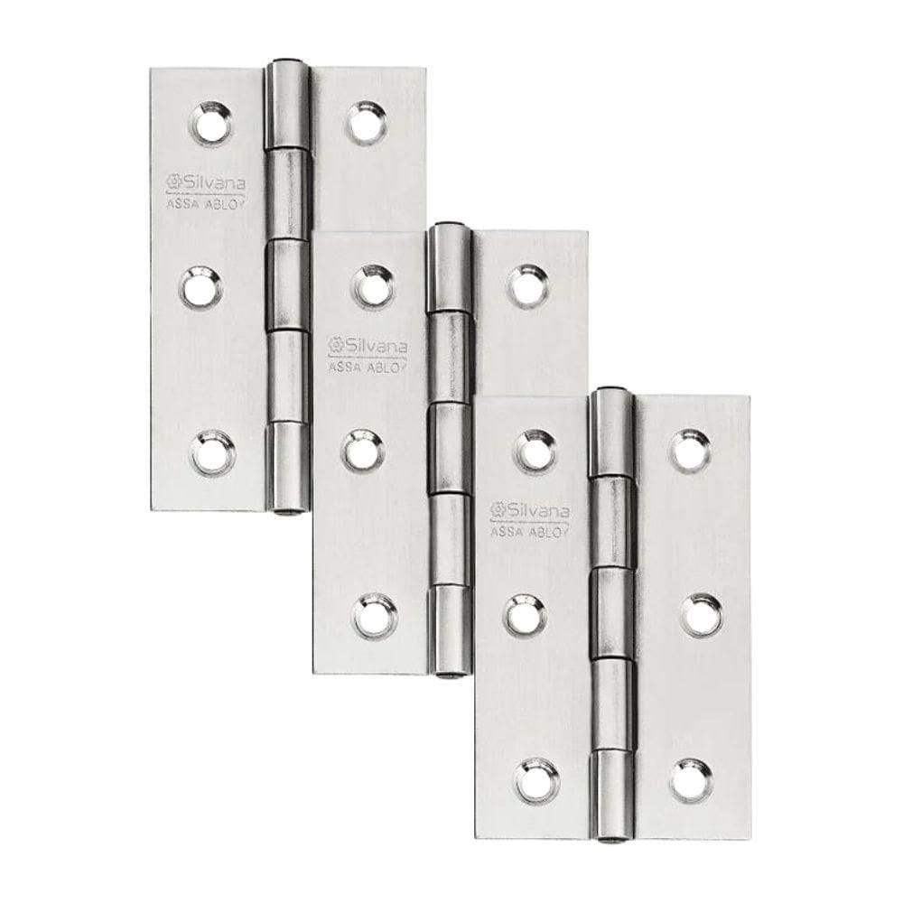 Dobradiça Para Porta Pado 3.1/2 Sem Rolamento 883 Embutir 25kg Inox Escovado Com 3 Peças