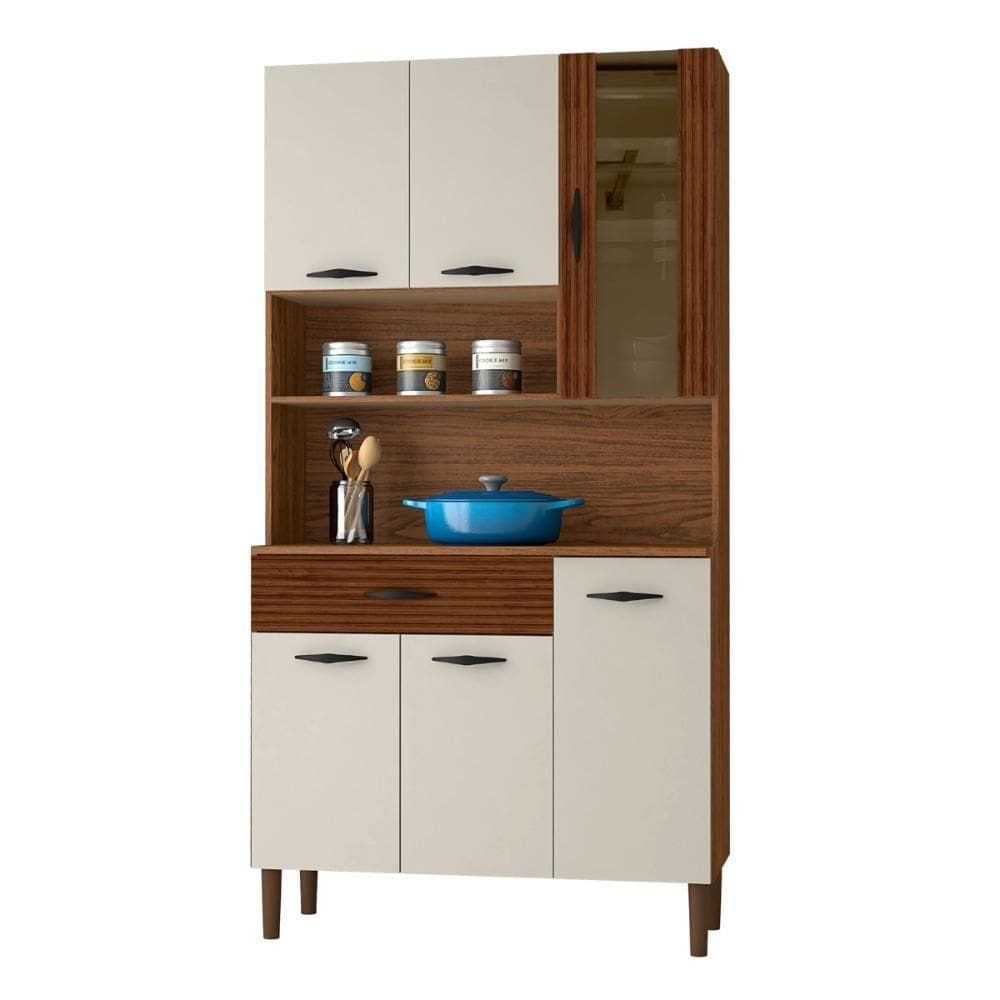 Armário De Cozinha Com 1 Gaveta Milão Ripado Off White