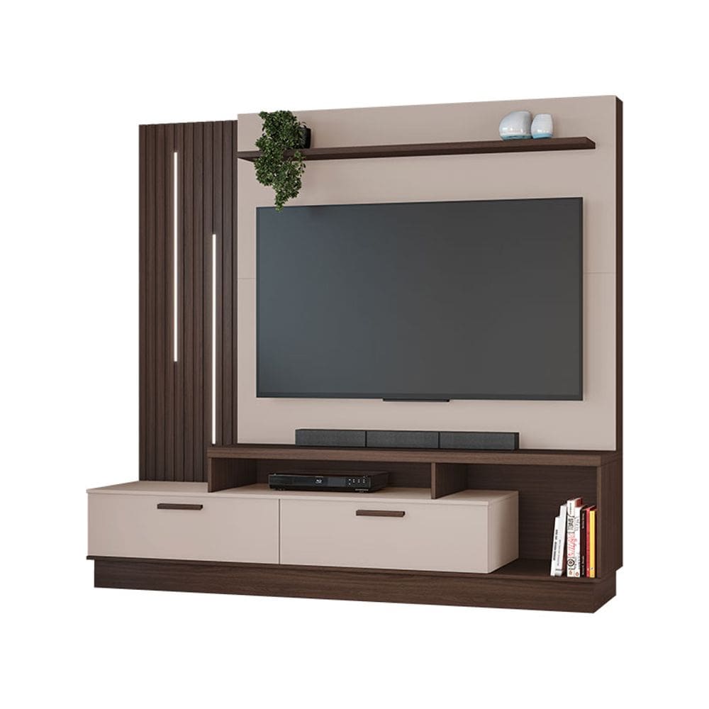 Estante Home para TV até 65 Polegadas Despertar JCM Móveis Café Soft/Off