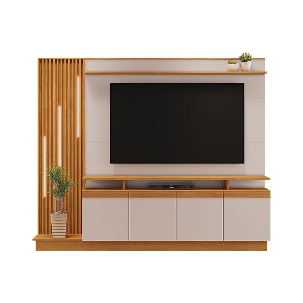 Estante Home para TV até 65 Polegadas Absoluto JCM Móveis Cinamomo/Off