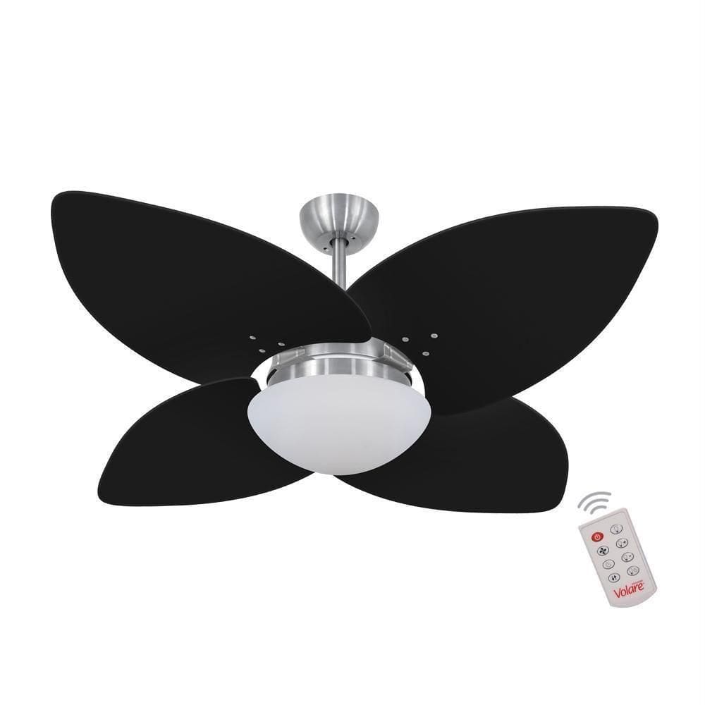 Ventilador De Teto Dormamu Escovado 4 Pás Preto 110V Com Controle