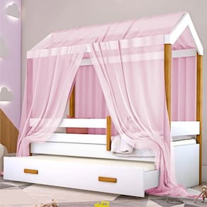 Bicama Montessori Exclusiv Com Colchão E Voal Rosa