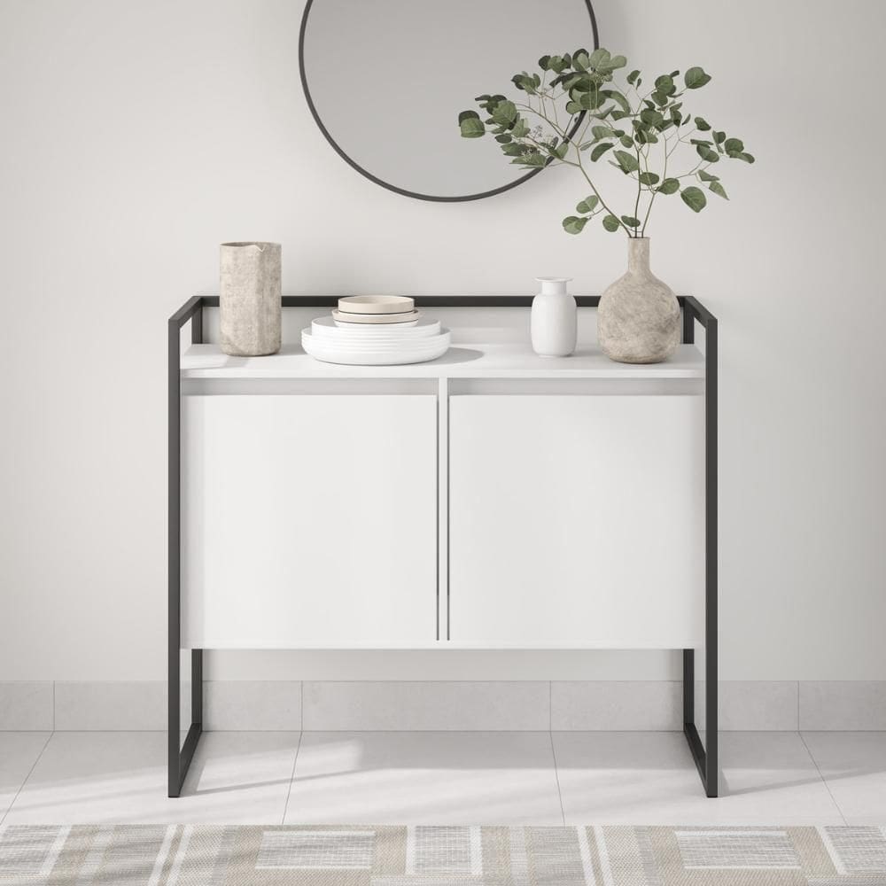 Aparador Compacto Metalic Branco Preto