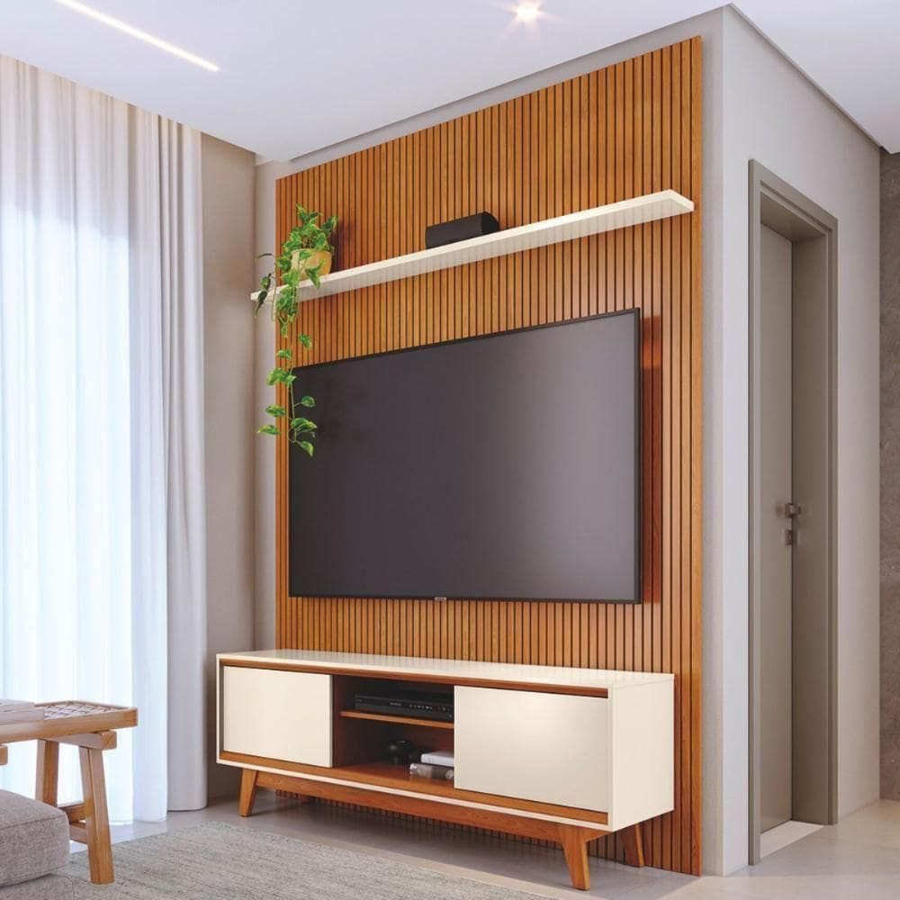 Conjunto Painel E Rack Moonshadow Cinamomo Off White