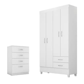 Conjunto Quarto Guarda Roupa E Comoda Udini Branco