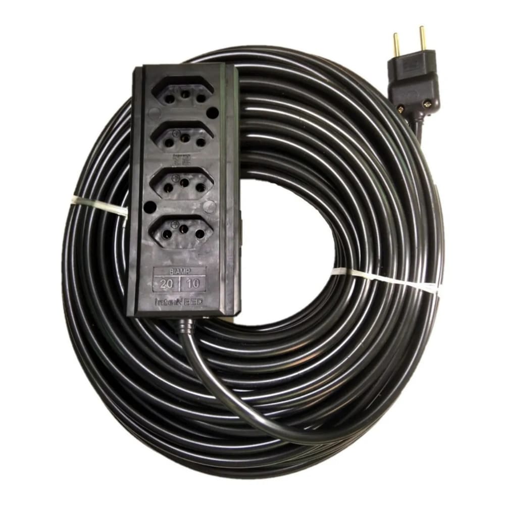 Extensão Elétrica 5m Reforçada Cabo PP 2x2 5mm 4 Tomadas