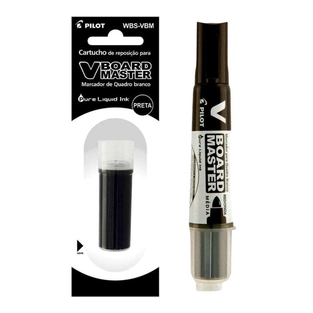 Kit Marcador p/ Quadro Branco V-Board Recarregável + Cartucho de Reposição - Pilot | | Canetão | Recarregavel | Refil