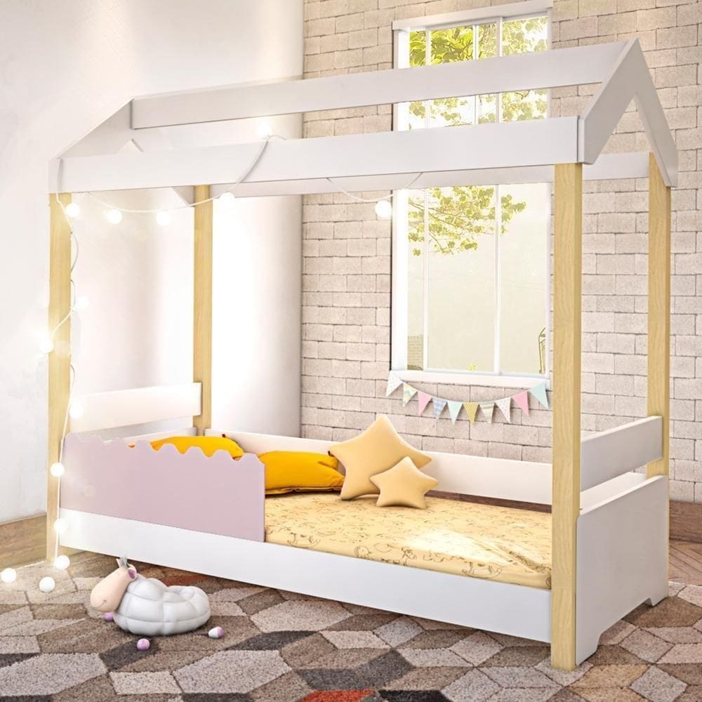 Cama Jéssica Solteiro Branco/rosê Com Led