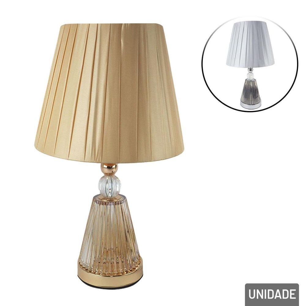 Abajur Bivolt Cúpula Base de Vidro 42cm Color - Tudo em Caixa