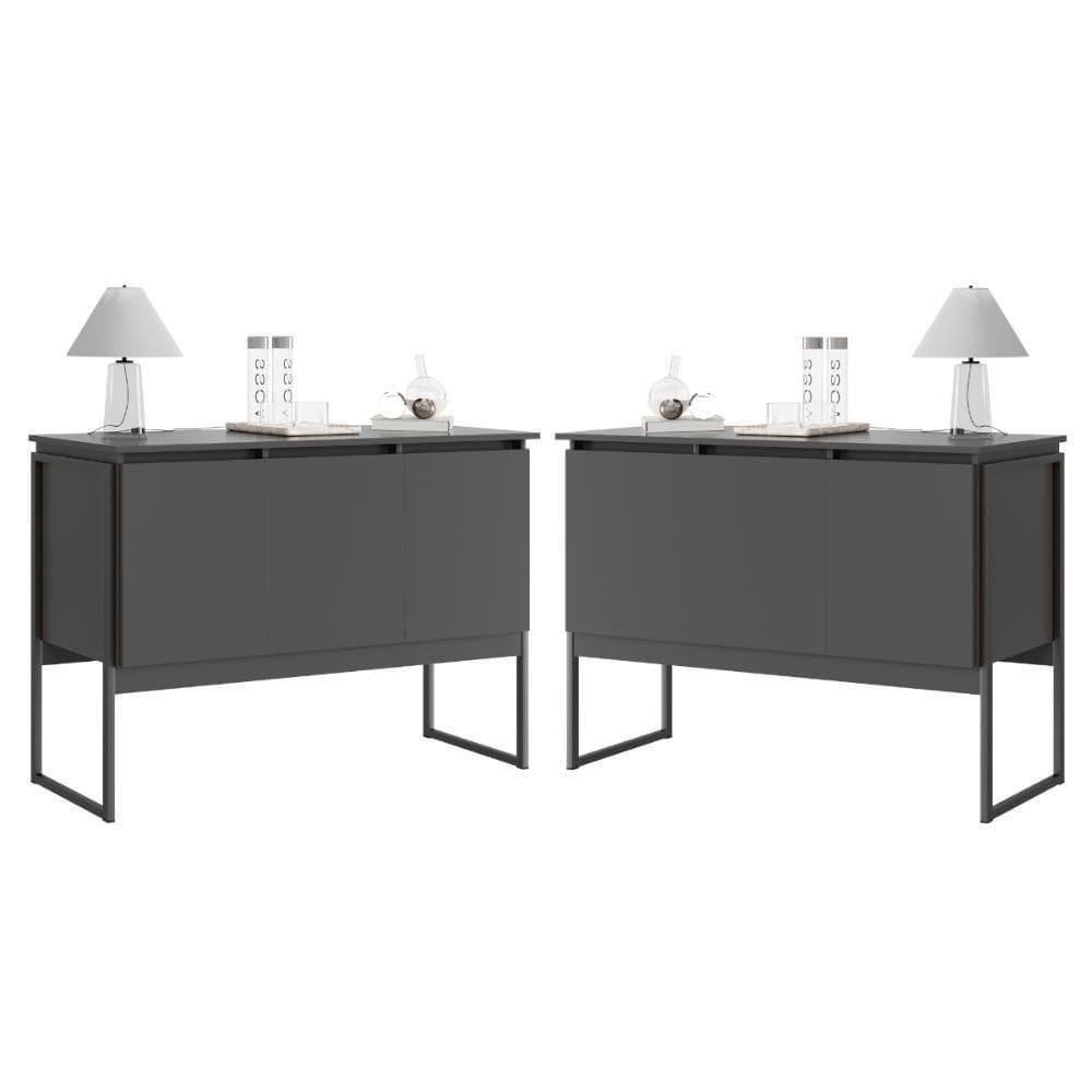 Conjunto De Buffets Industriais Milão Preto Onix
