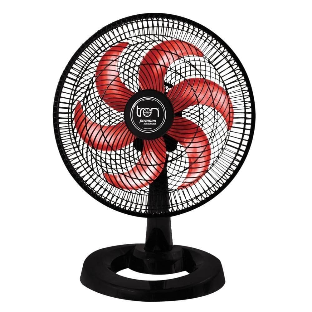 Ventilador Mesa Lorena Preto Oscilante 110V Pás Vermelha