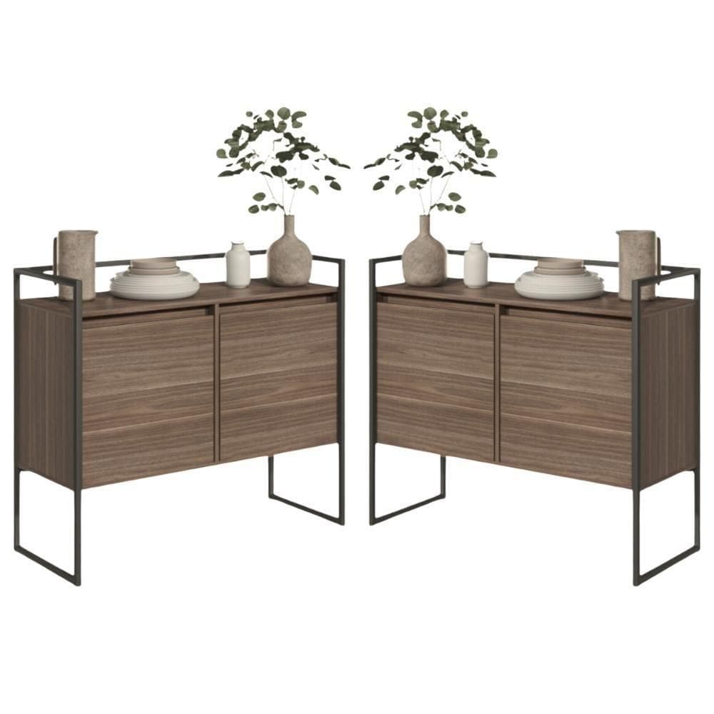 Conjunto Buffet Aparador Industrial 2 Portas Affara