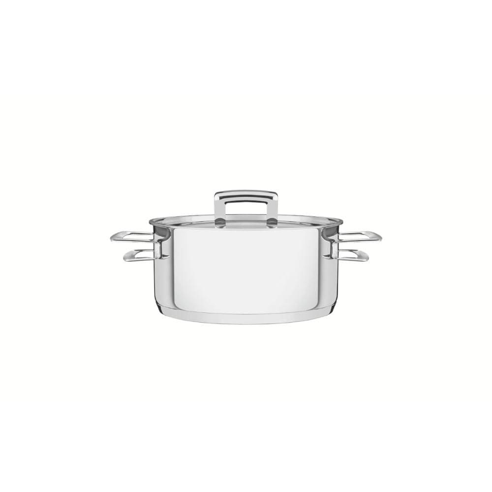 Caçarola Tramontina Brava Rasa Aço Inox com Tampa Plana 16 cm 1,4 L