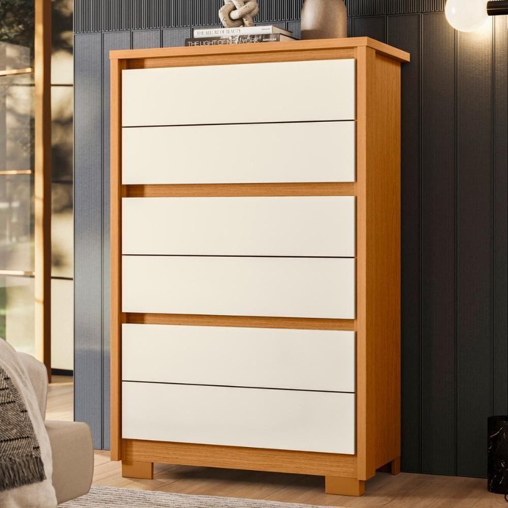 Comoda 6 Gavetas Moreira Sales Cinamomo Off White