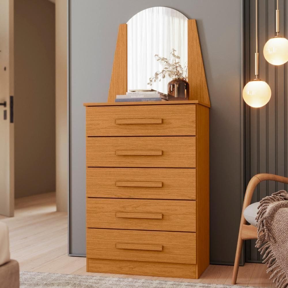 Comoda 5 Gavetas 1 E Roncador Cinamomo Off White