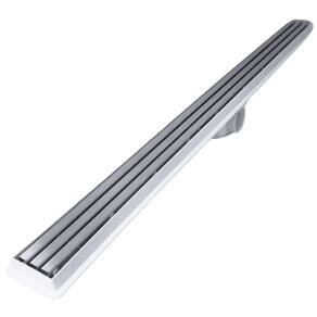 Ralo Linear 5x50 Box Banheiro Inox Escovado Trilho Coletor Branco com Tela