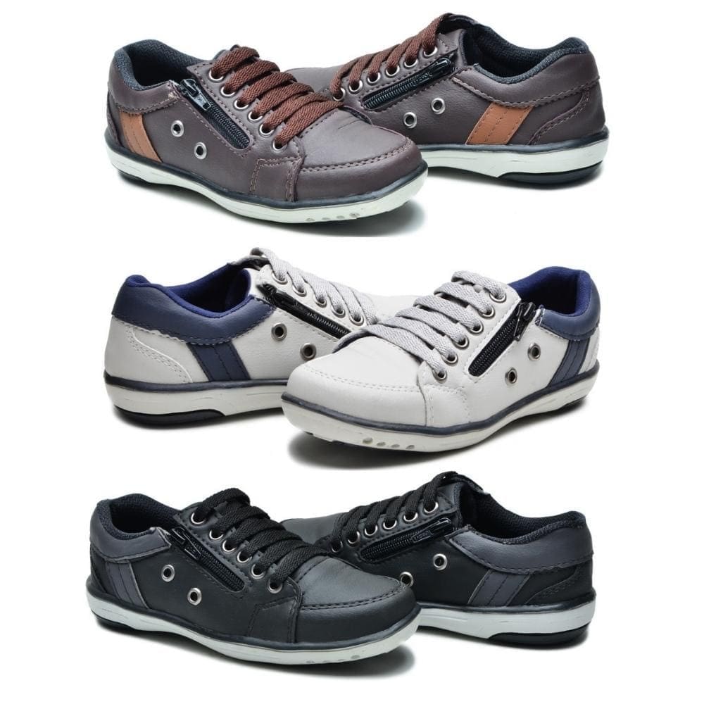 Kit 3 Pares Sapatênis Infantil Fechamento Elastico e Ziper