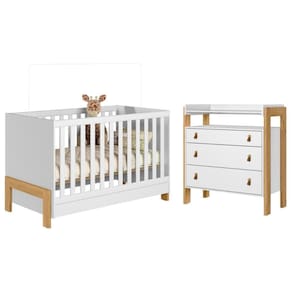 Gaveteiro E Berço Mini Cama Córdova Branco Acetinado
