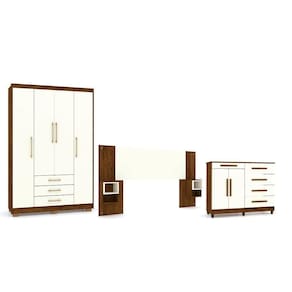 Conjuto Quarto De Casal Completo Jeff Imbuia Champanhe