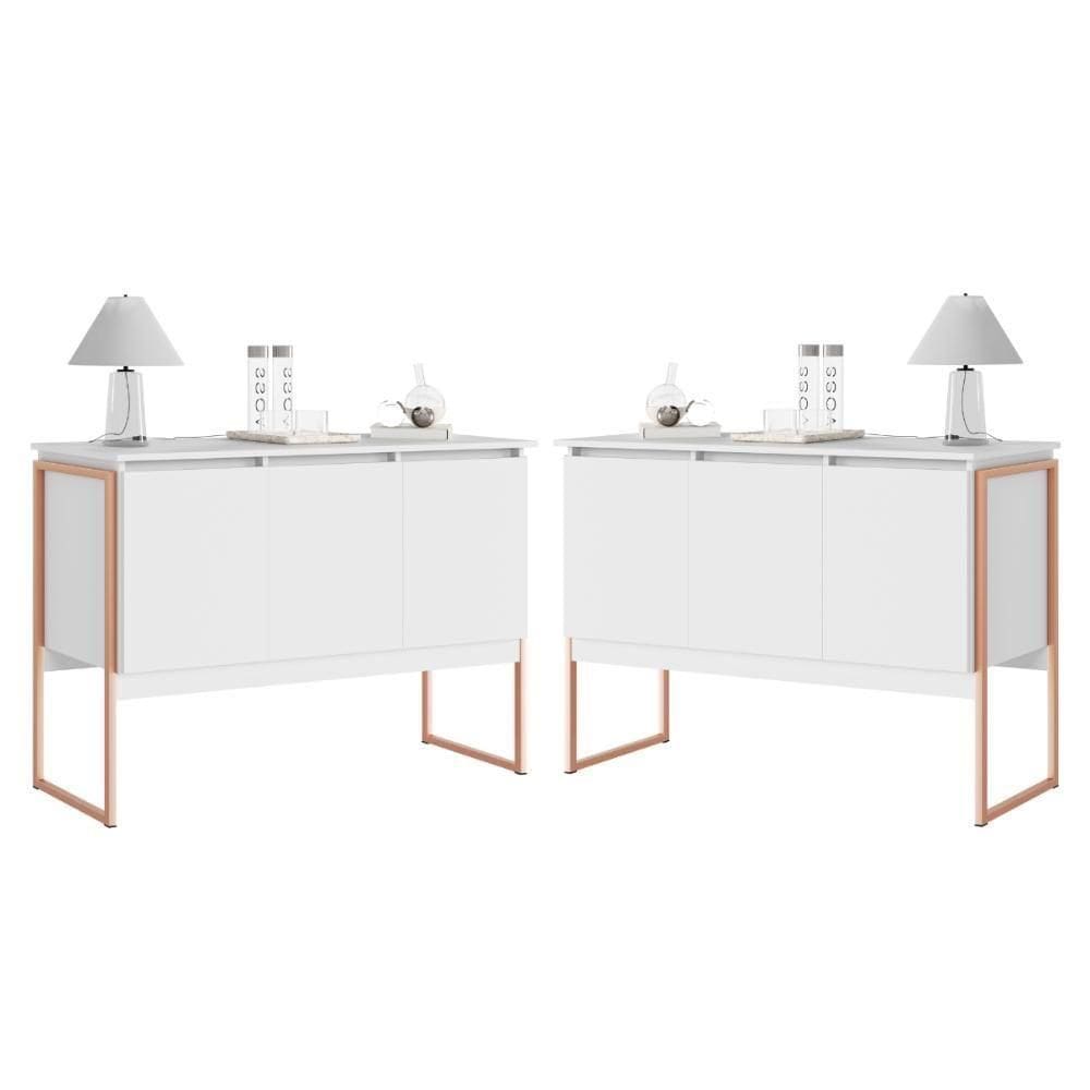 Conjunto De Buffets Industriais Milão Branco Cobre