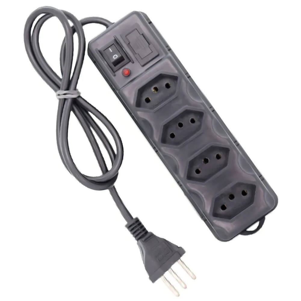 Filtro de Linha Protetor Elétrico 4 Tomadas e Fusivel 85cm