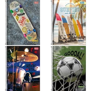 Caderno Espiral Tilibra Universitario Capa Dura 10 Matérias Zoom+ Masculino - Embalagem com 4 Unidades