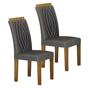Cadeira para Mesa de Jantar Doha MDF Kit 2 Peças Freijó Linho Chumbo - Leifer Móveis