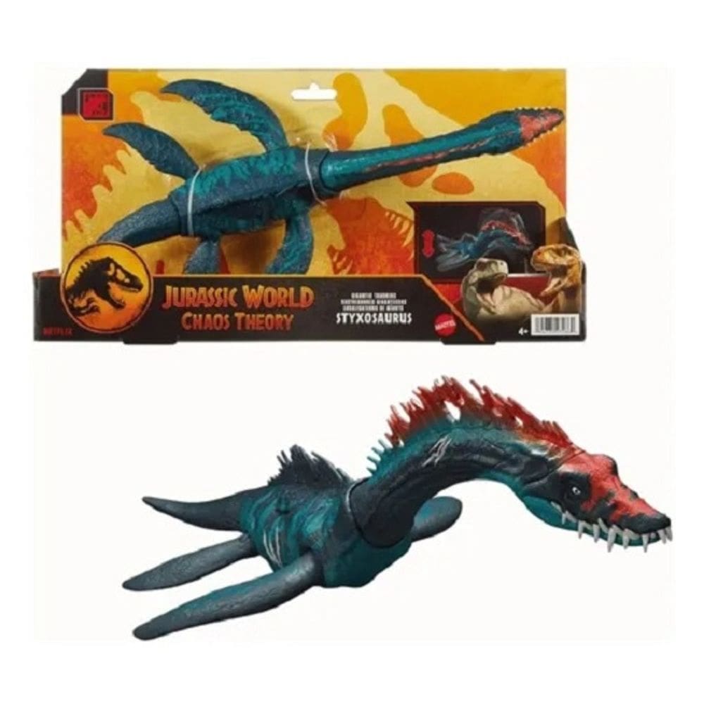 Jurassic World Chaos Theory Gigantes Rastreadores – Styxosaurus Articulado 36 Cm C/ Funçao Mordida - Mattel