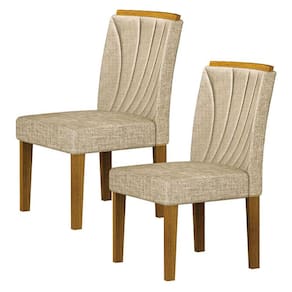 Cadeira para Mesa de Jantar Lorena Plus MDF Kit 2 Peças Freijó Linho Palha - Leifer Móveis