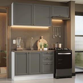 Armário de Cozinha Compacta 180 cm Branco/Cinza Vik Madesa 02
