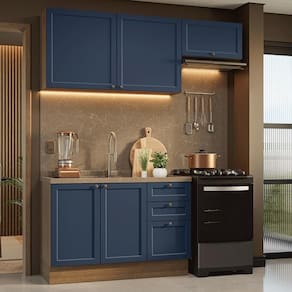 Armário de Cozinha Compacta 180 cm Rustic/Azul Vik Madesa 02
