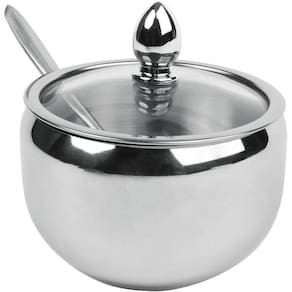 Açucareiro Inox com Colher Tampa de Vidro N244585-2 - Quanhe