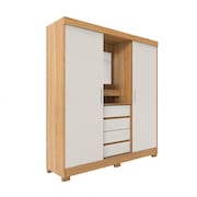 Guarda-Roupa Casal com Espelho e Penteadeira Grécia 2 Portas 4 Gavetas Carvalho e Off White