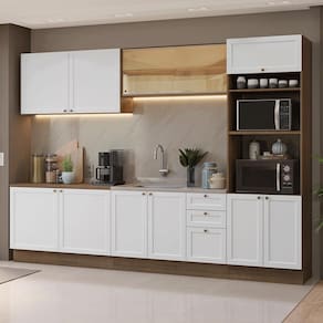 Armário de Cozinha Completa 310 cm Rustic/Branco Vik Madesa 01