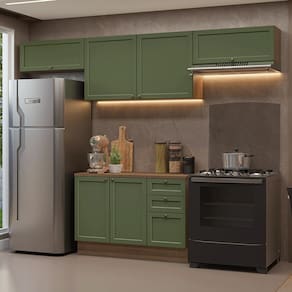 Armário de Cozinha Completa 280 cm Rustic/Verde Vik Madesa 01