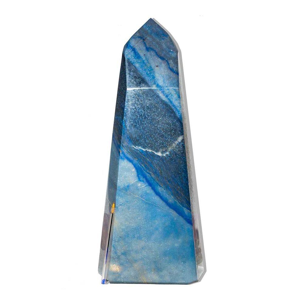 Ponta Quartzo Azul Pedra Natural Lapidada 11,5Kg 44cm Tipo B