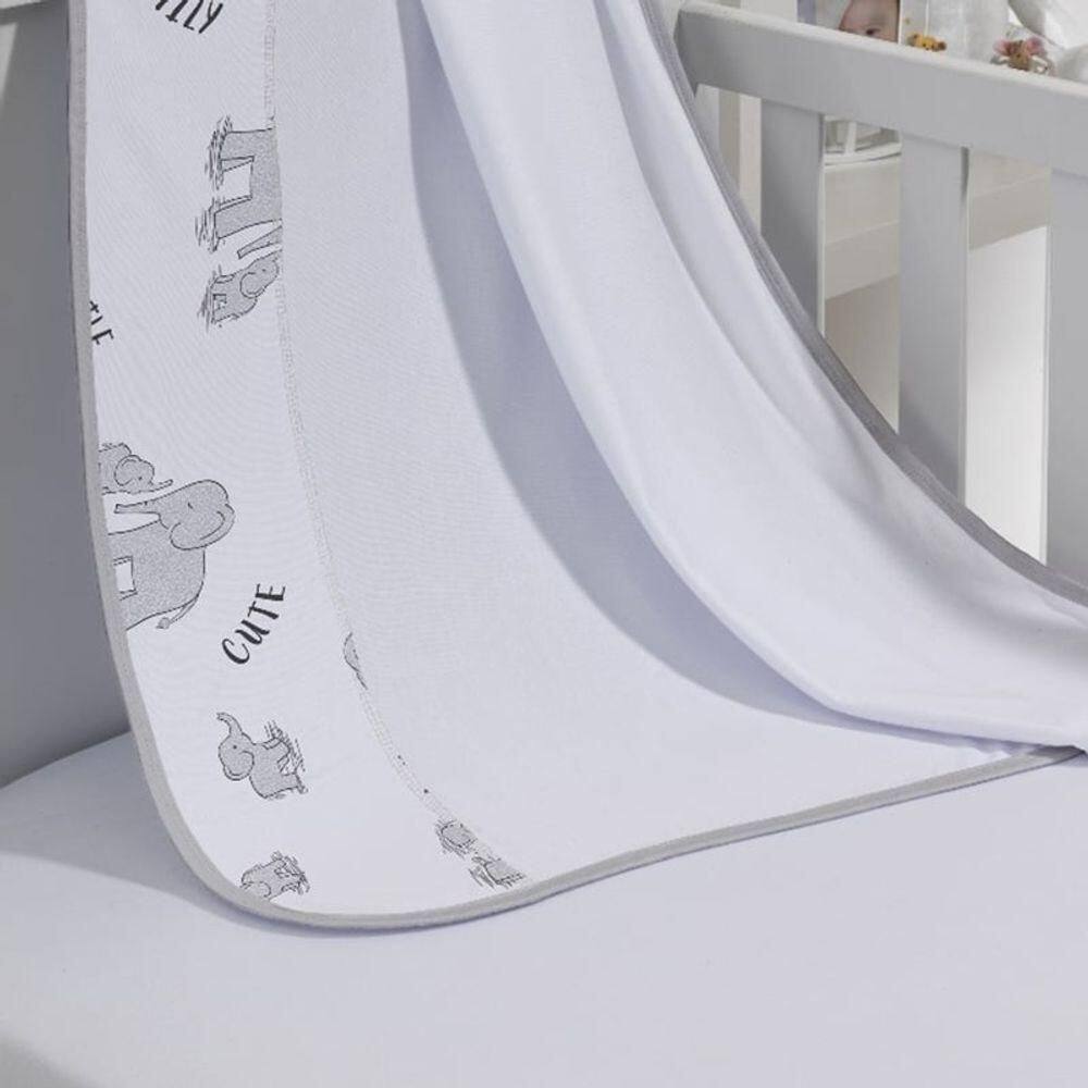 Cueiro Simples Tecebem Baby Dom Malha 100% Algodão Estampado Kinder 80cmx90cm Cinza