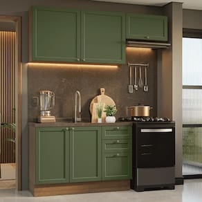Armário de Cozinha Compacta 180 cm Rustic/Verde Vik Madesa 02