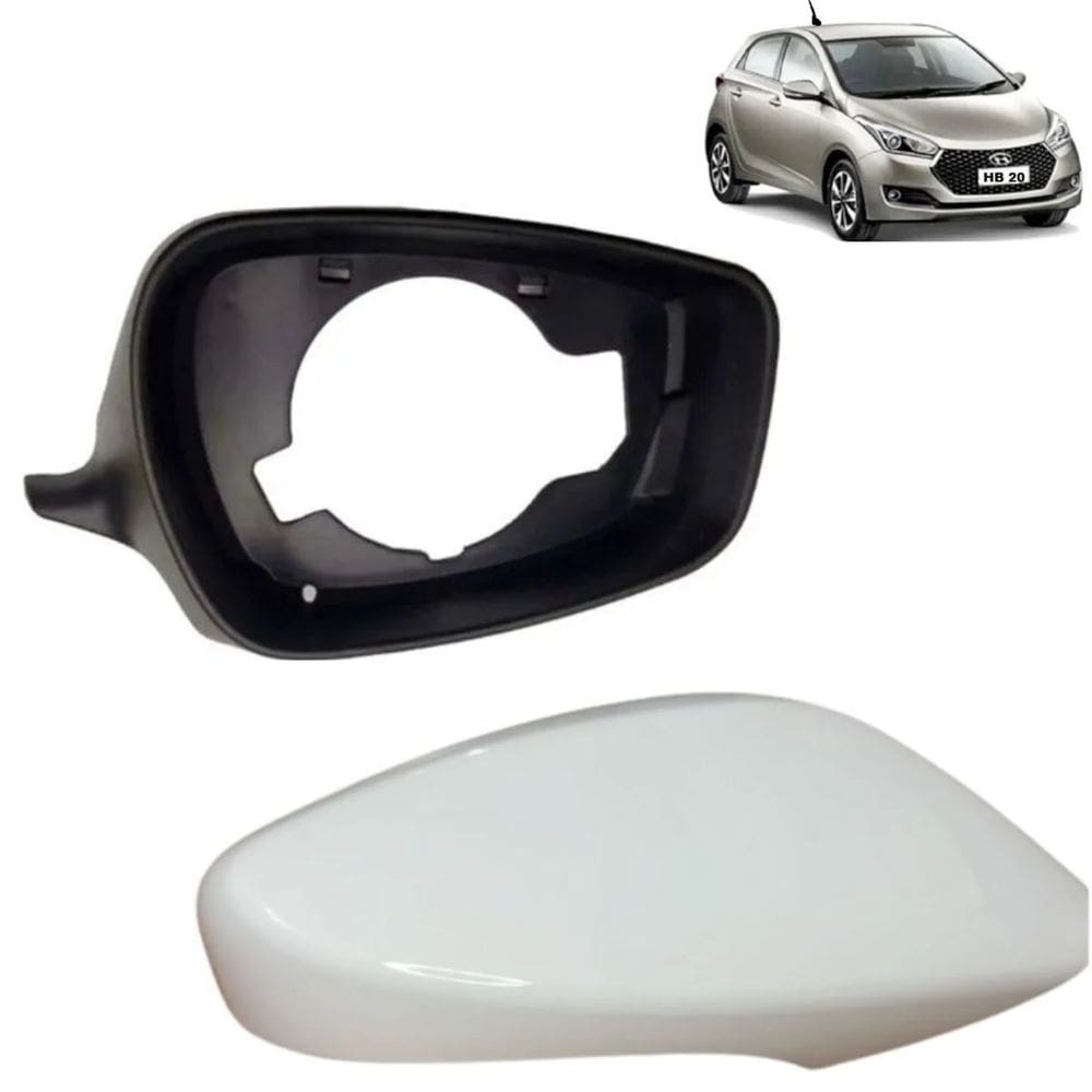 Aro Retrovisor E Capa Branco Com Furo Hb20 2012 A 19 Direito