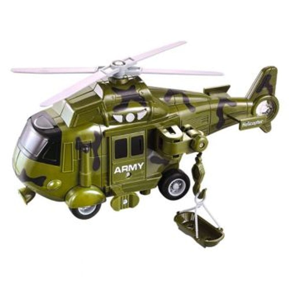 Helicoptero Operacao Resgate Luz e Som DM Toys Sobe Desca a Maca e Helice Gira Brinquedo Recreativo