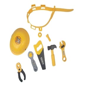 Kit De Ferramentas Infantil Cinto Capacete Brinquedo Com Acessórios Chaves Alicate Completo.